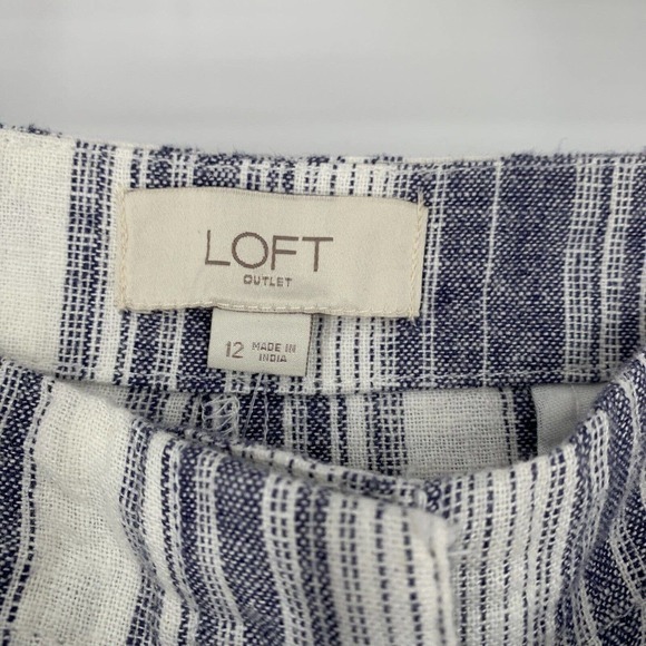 Ann Taylor LOFT Outlet NWT Belted Flat Front Pockets Linen Blend Shorts sz 12 - Picture 2 of 8